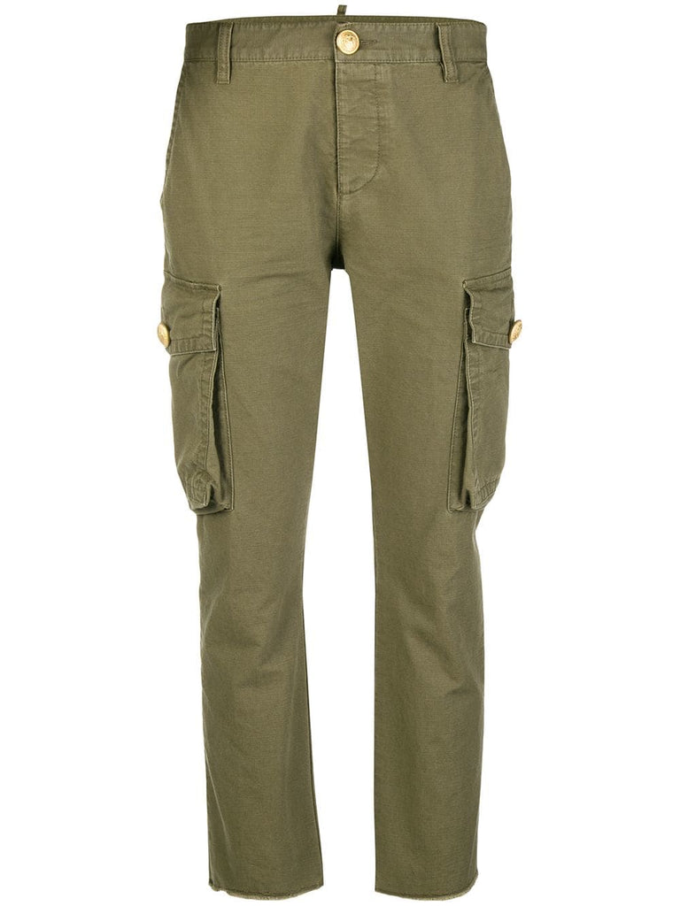 slim fit cropped cargo trousers