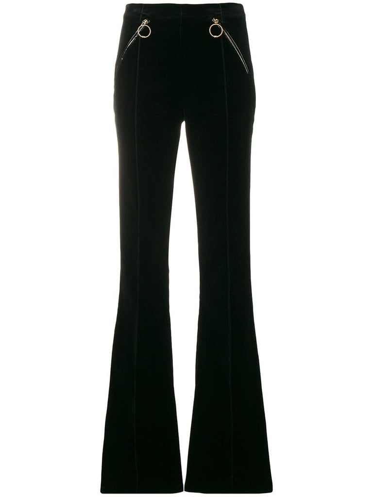 velvet flared trousers