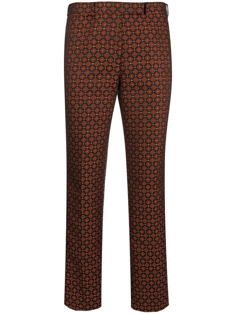 geometric jacquard trousers