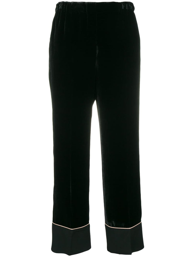 silk-blend velvet cropped pants