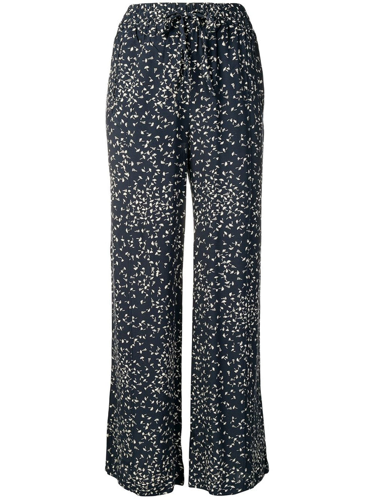 straight-leg floral print trousers