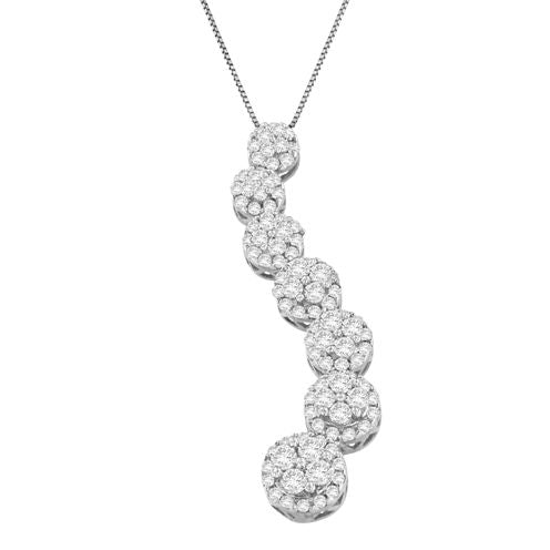 Womens 1 CT. T.W. White Diamond 10K White Gold Pendant Necklace