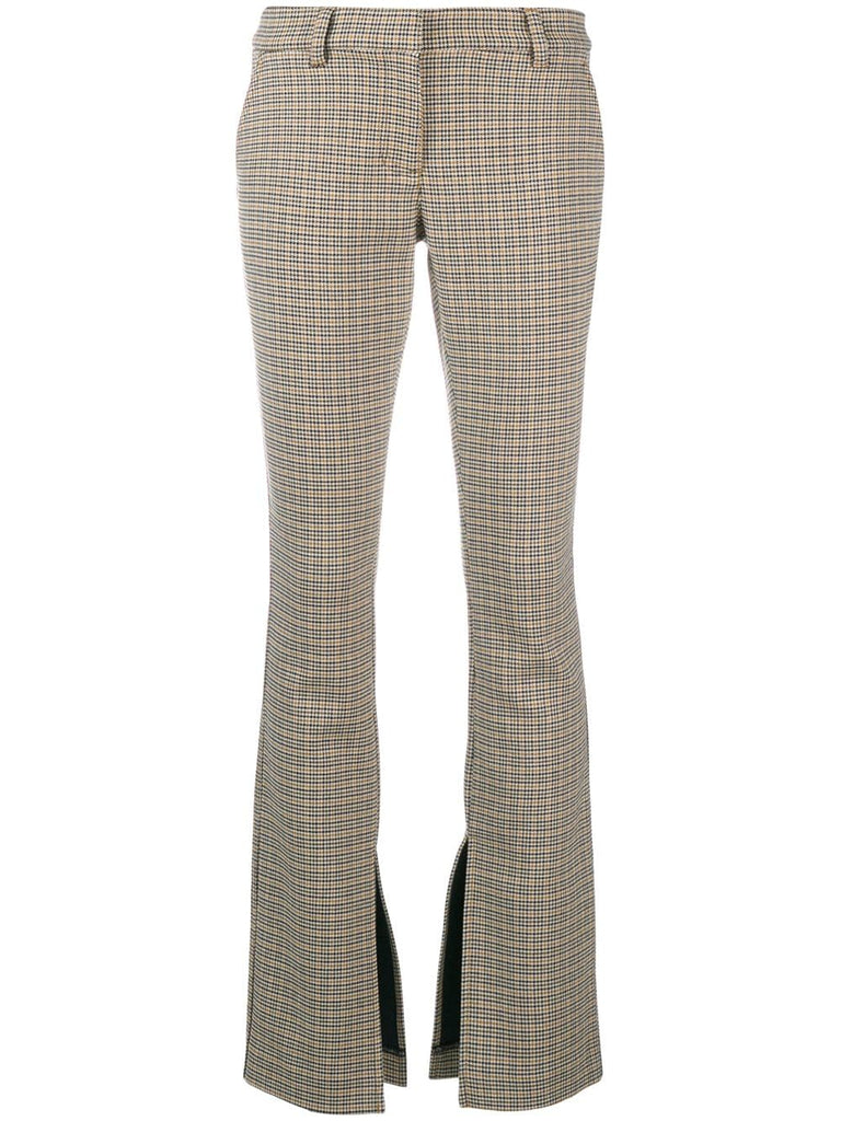 checked slit detail trousers