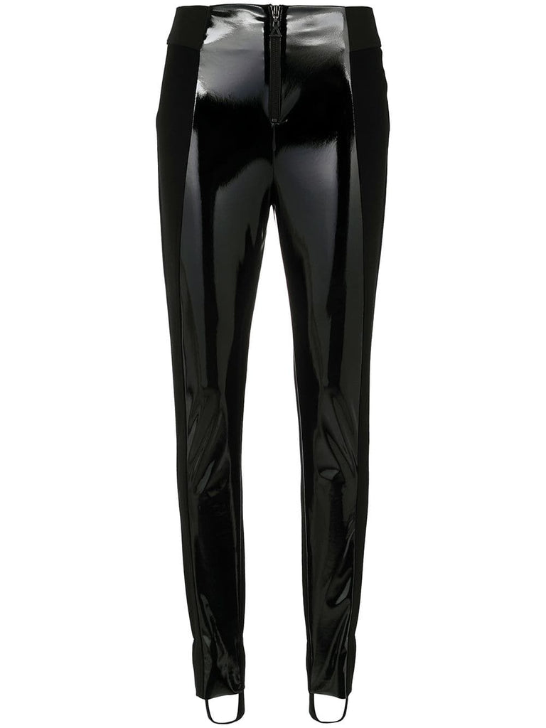 vinyl panelled stirrup trousers