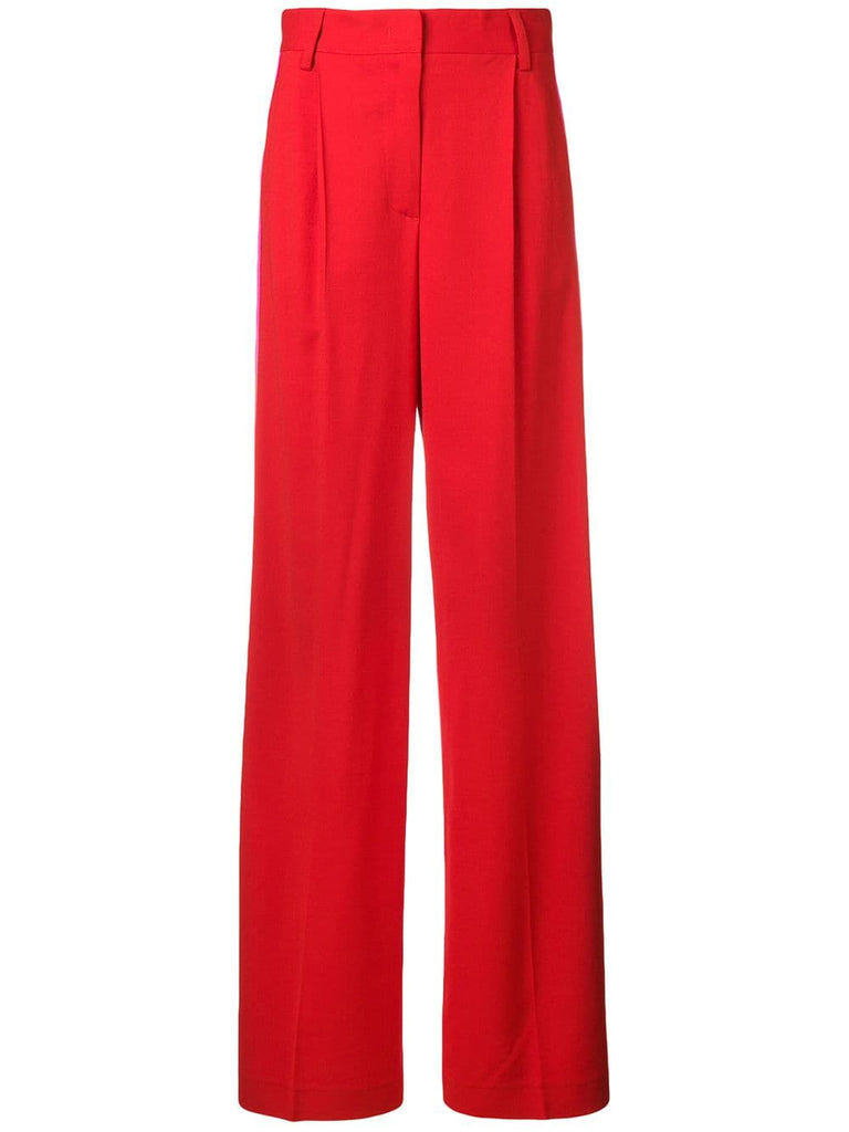 side stripe wide-leg trousers