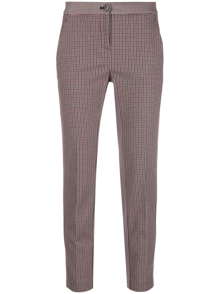 houndstooth print cropped trousers