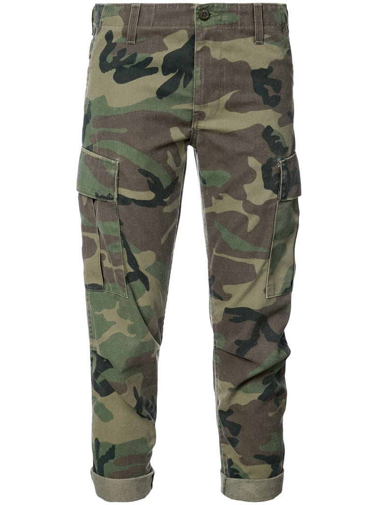 camouflage print cropped trousers