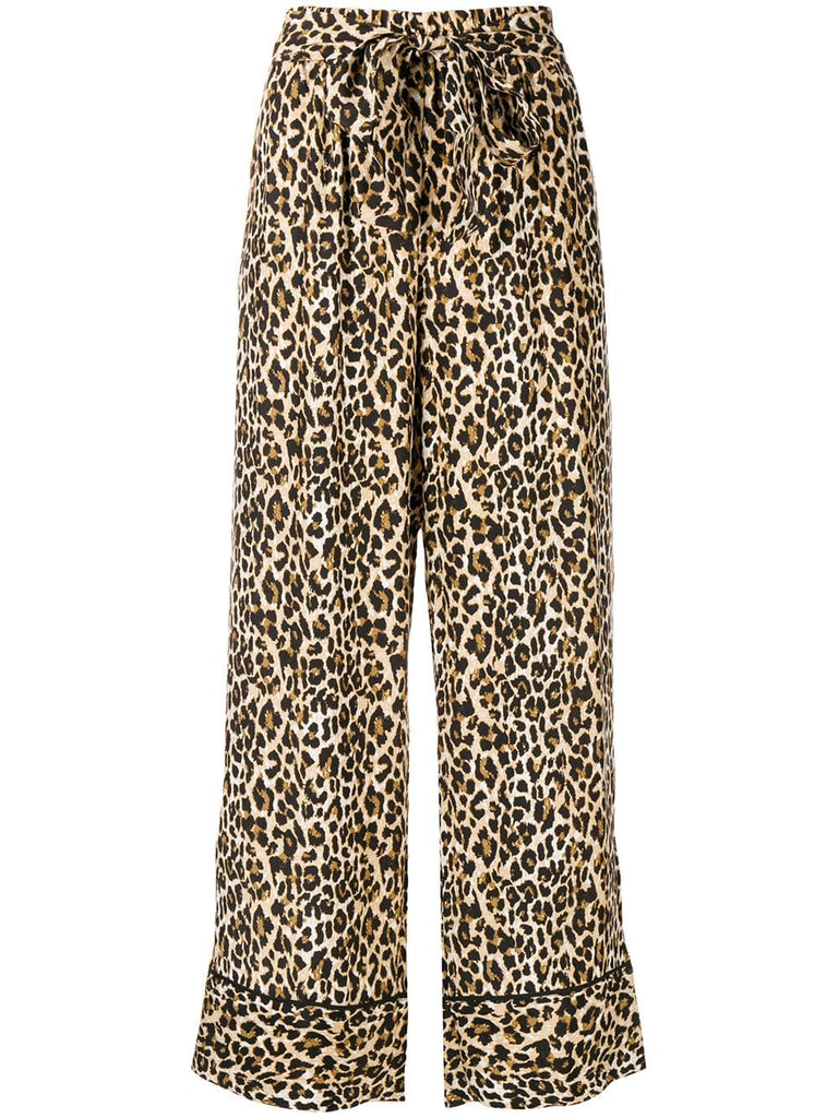 leopard print wide leg trousers