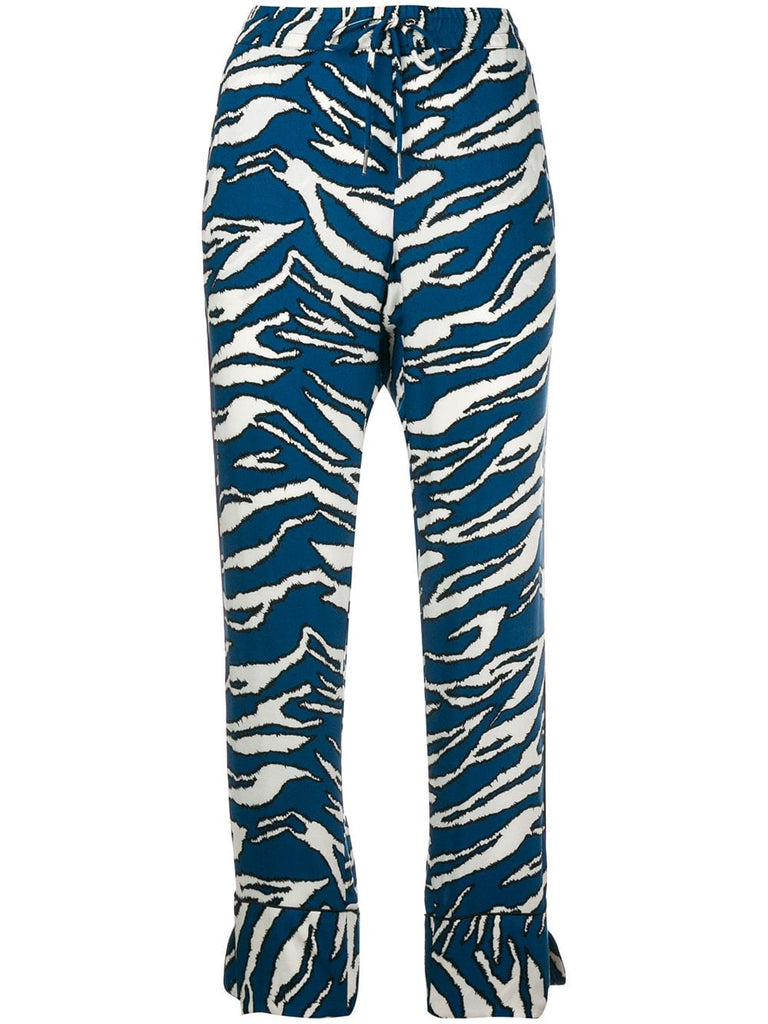 tiger print fitted trousers