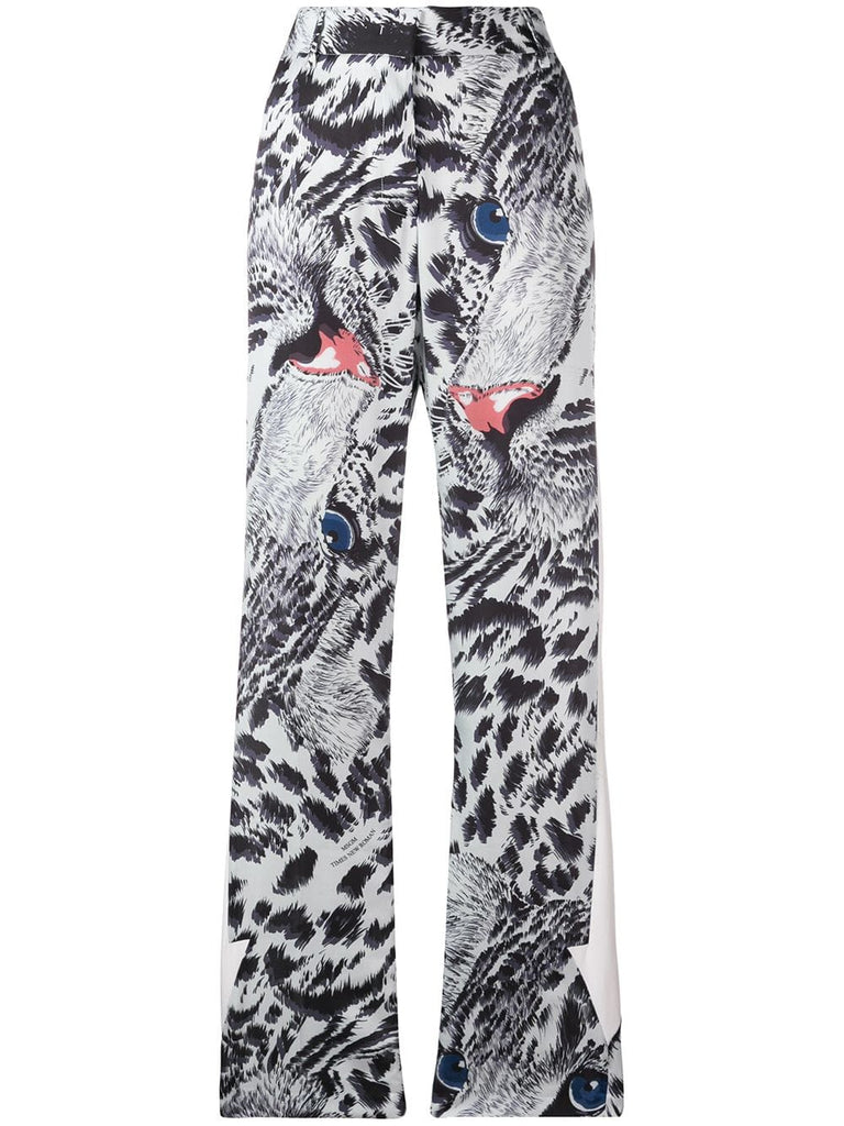 snow leopard-print trousers