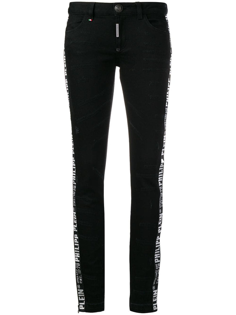 logo stripe skinny trousers