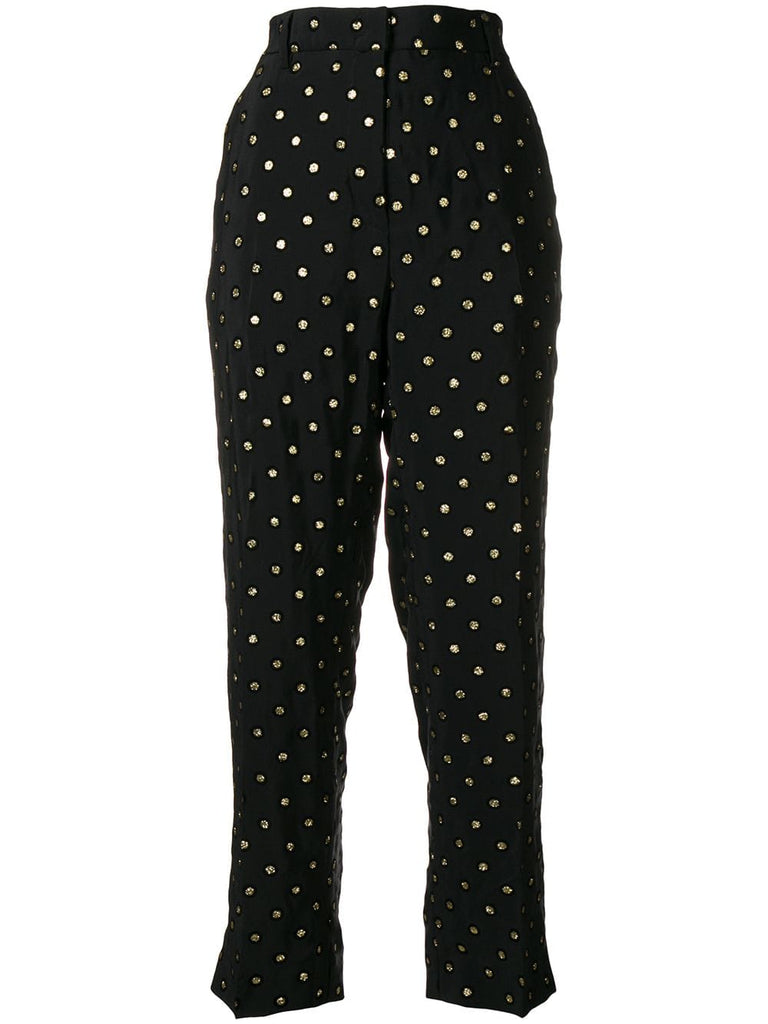 glitter embellished trousers