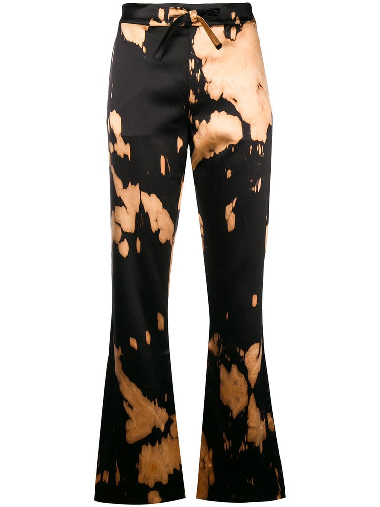 bleached satin flared trousers