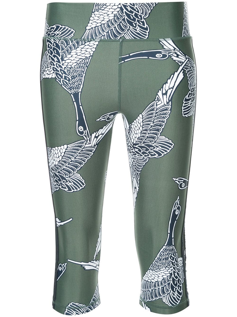 bird print cropped leggings