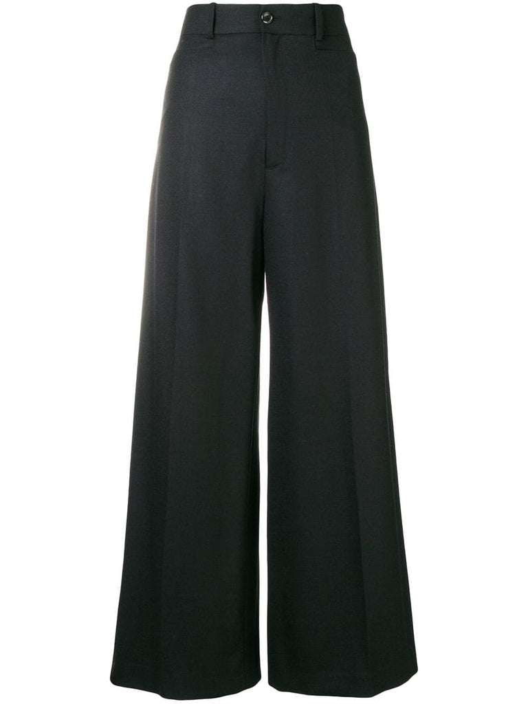 creased palazzo trousers