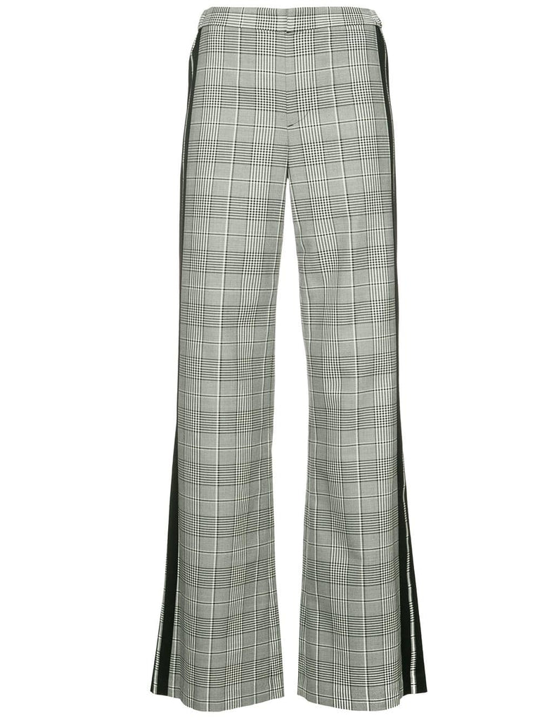 check print flared trousers