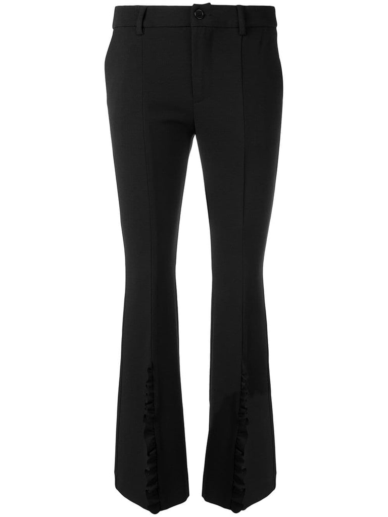 frill trim flared trousers