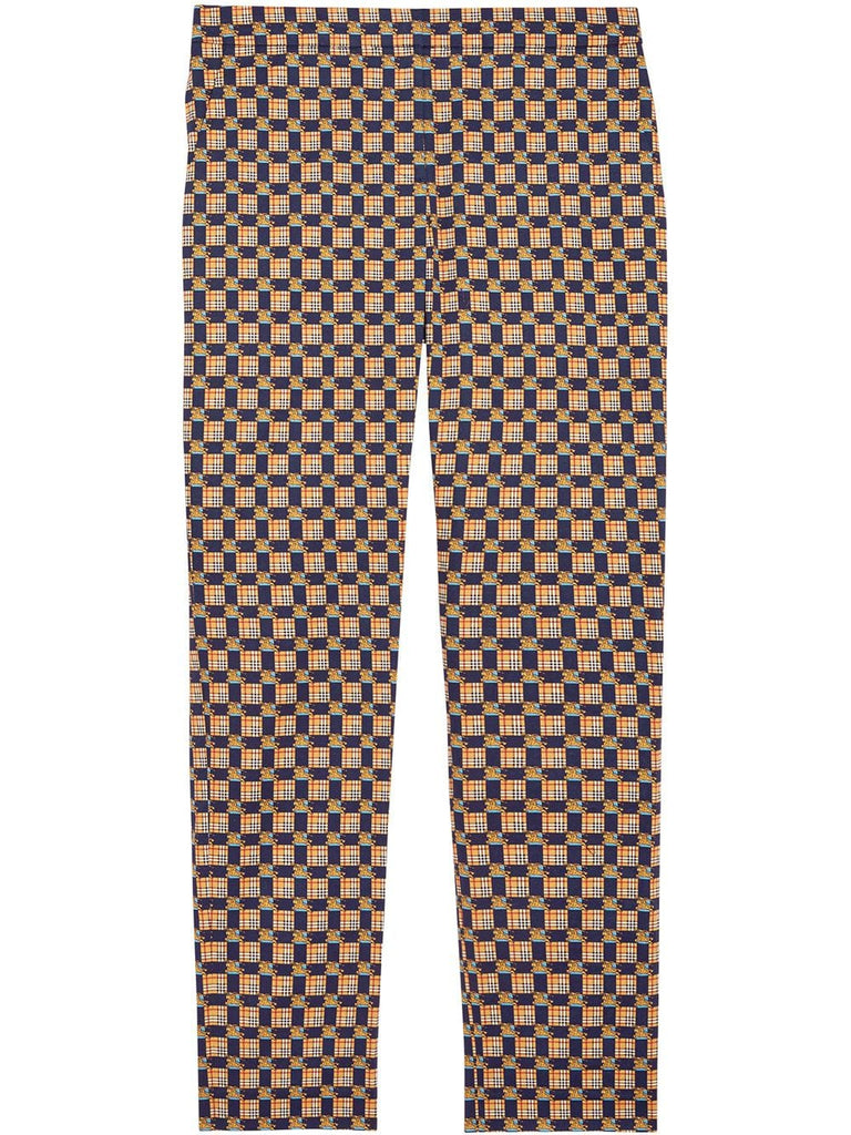 Tiled Archive Print Stretch Cotton Cigarette Trousers