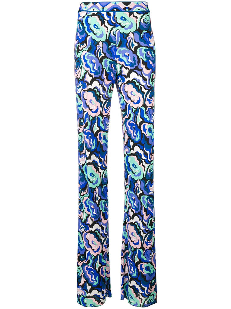 abstract floral bootcut trousers