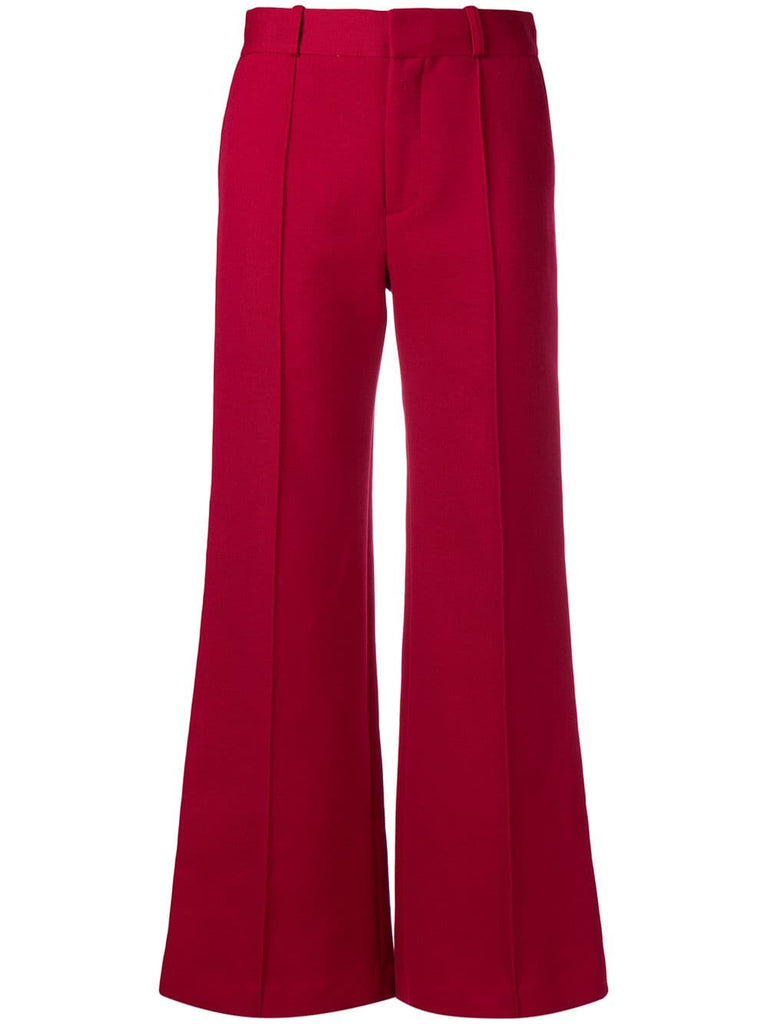 flared high-waisted trousers