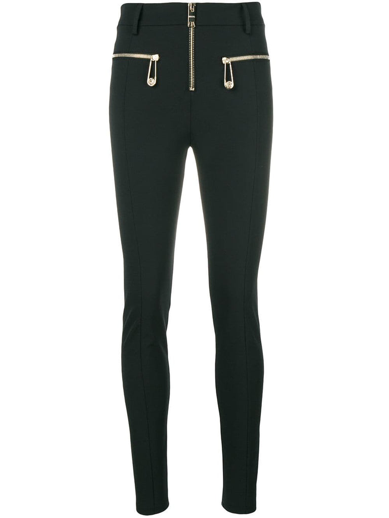 skinny zip detail trousers