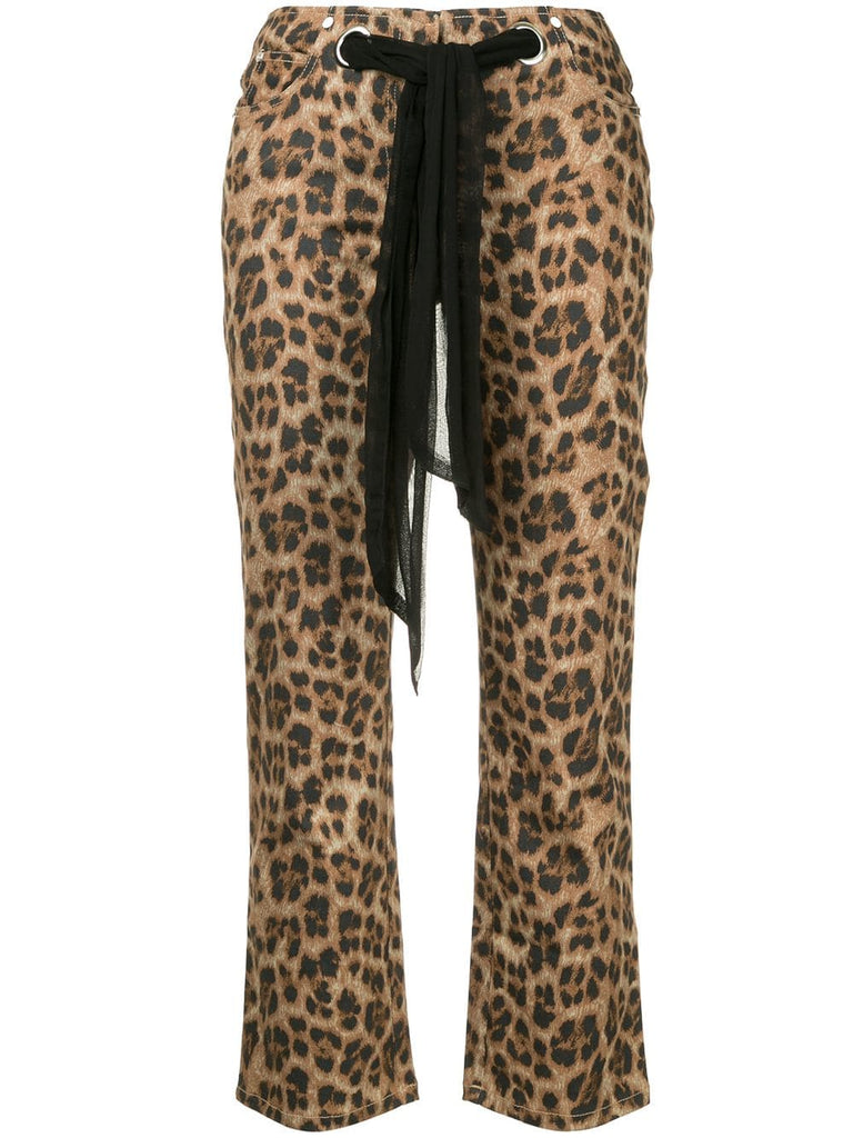 leopard print cropped trousers