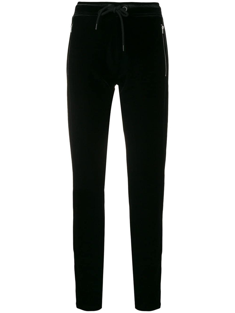 zipped velvet track pants