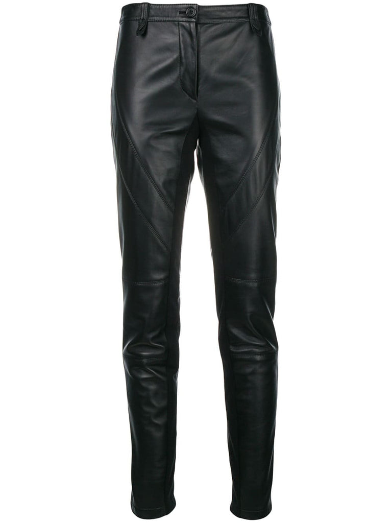 slim fit leather trousers