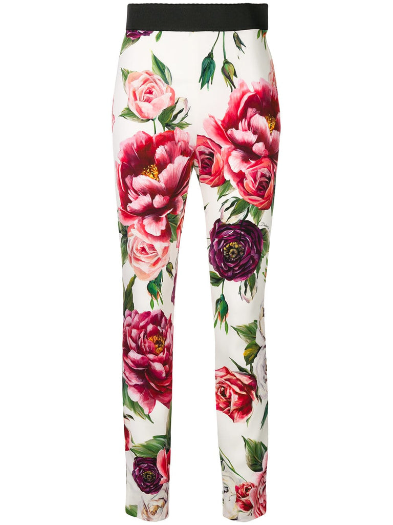 peony print skinny trousers