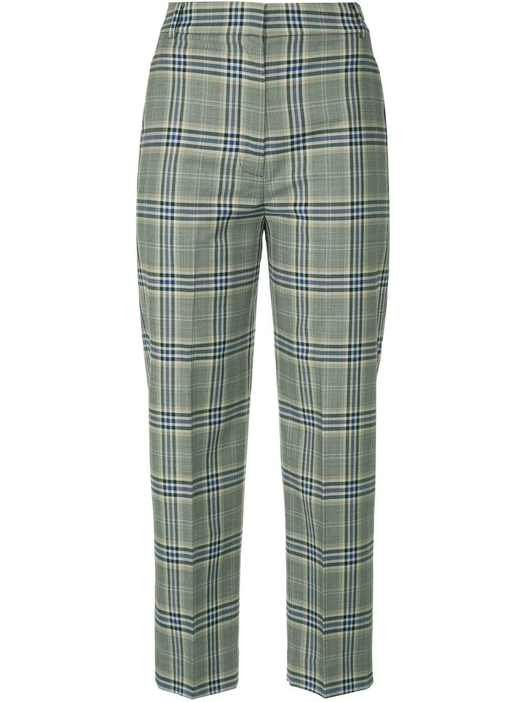 checked tailored cropped trousers