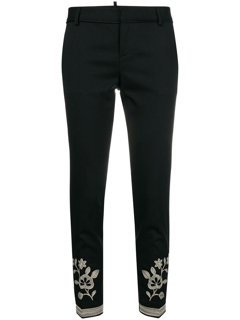 floral embroidered trousers