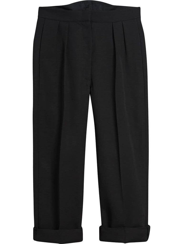 Wool Silk Cropped Tailored Trousers