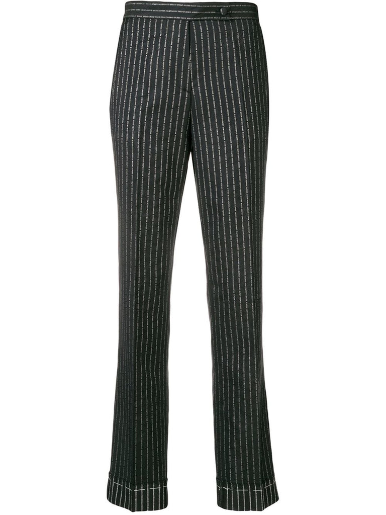 pinstriped tailored trousers