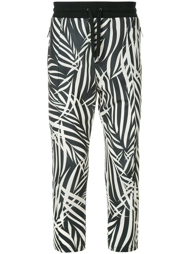 palm print tapered trousers