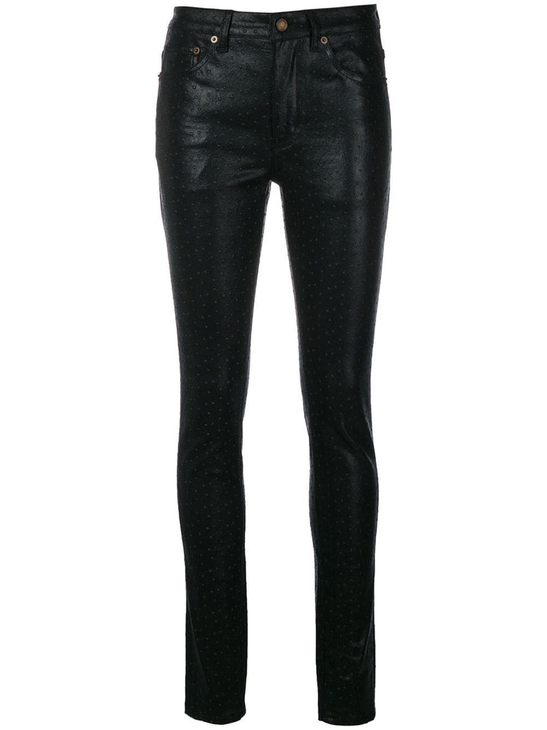 faux-leather trousers