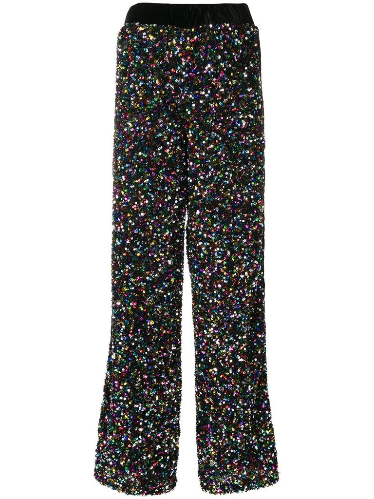 sequinned flared trousers