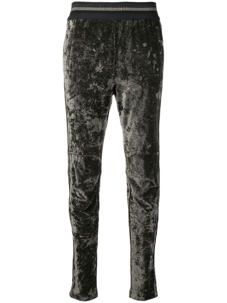 side logo stripe velvet track pants