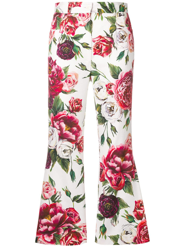 Peony print cropped trousers