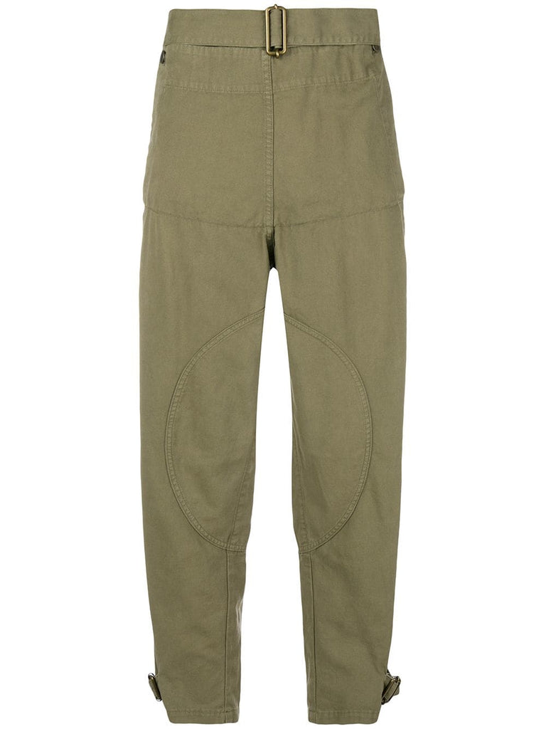 women's khaki fold front utility trousers