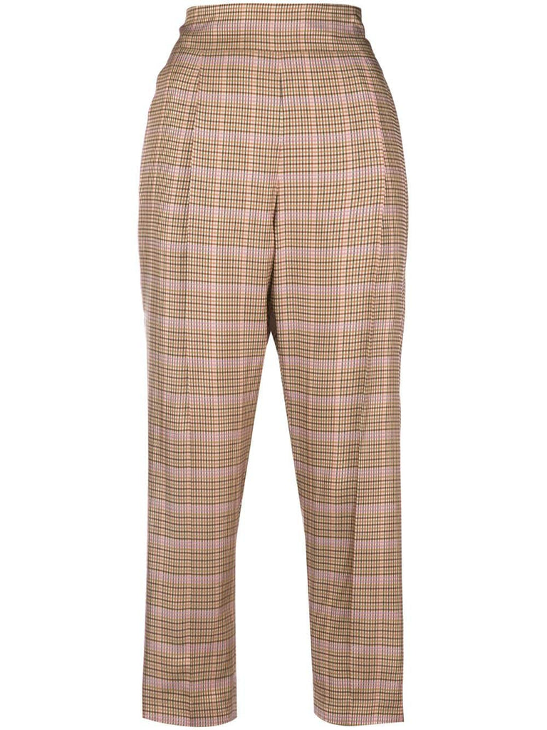 checked paperbag trousers