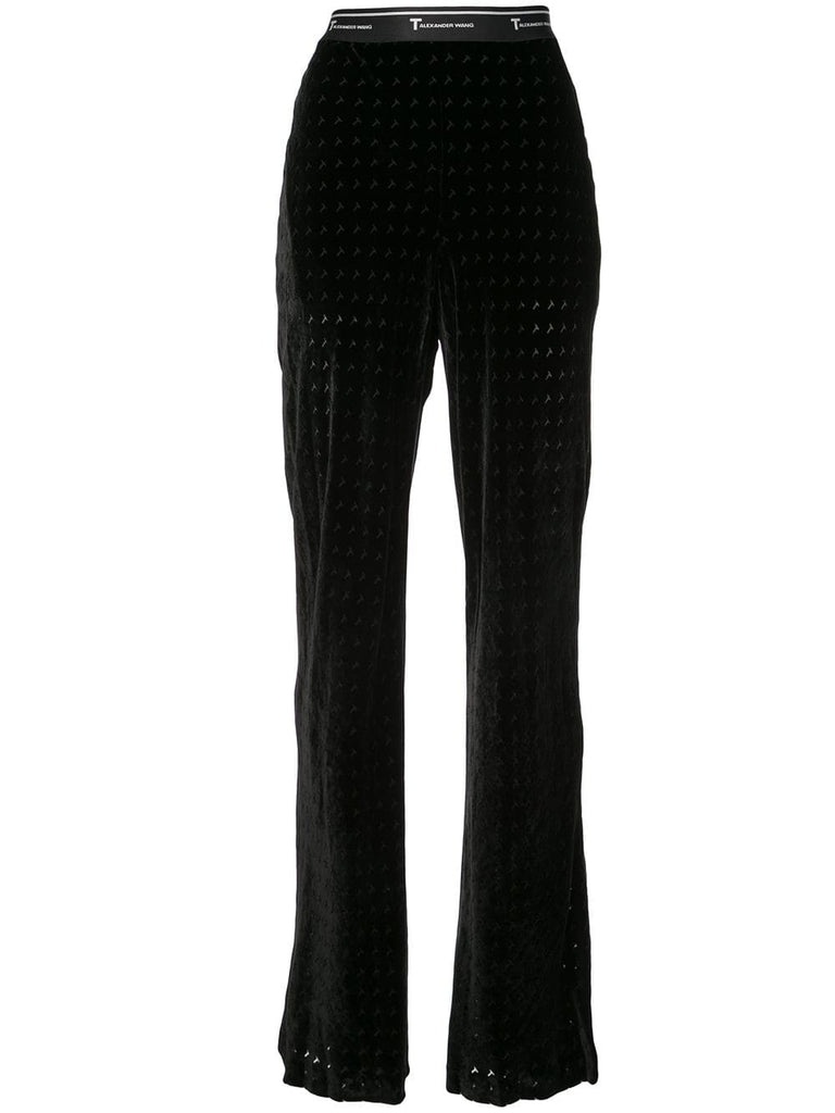 monogram print flared trousers