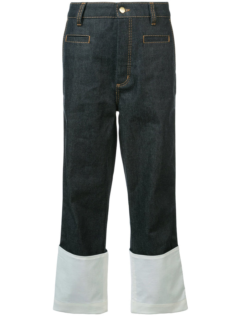 contrast hem jeans