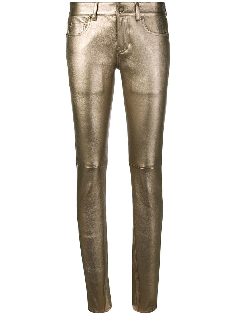 metallic skinny jeans