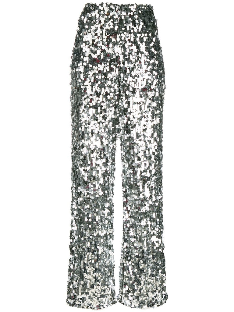 sequin-embellished tulle trousers