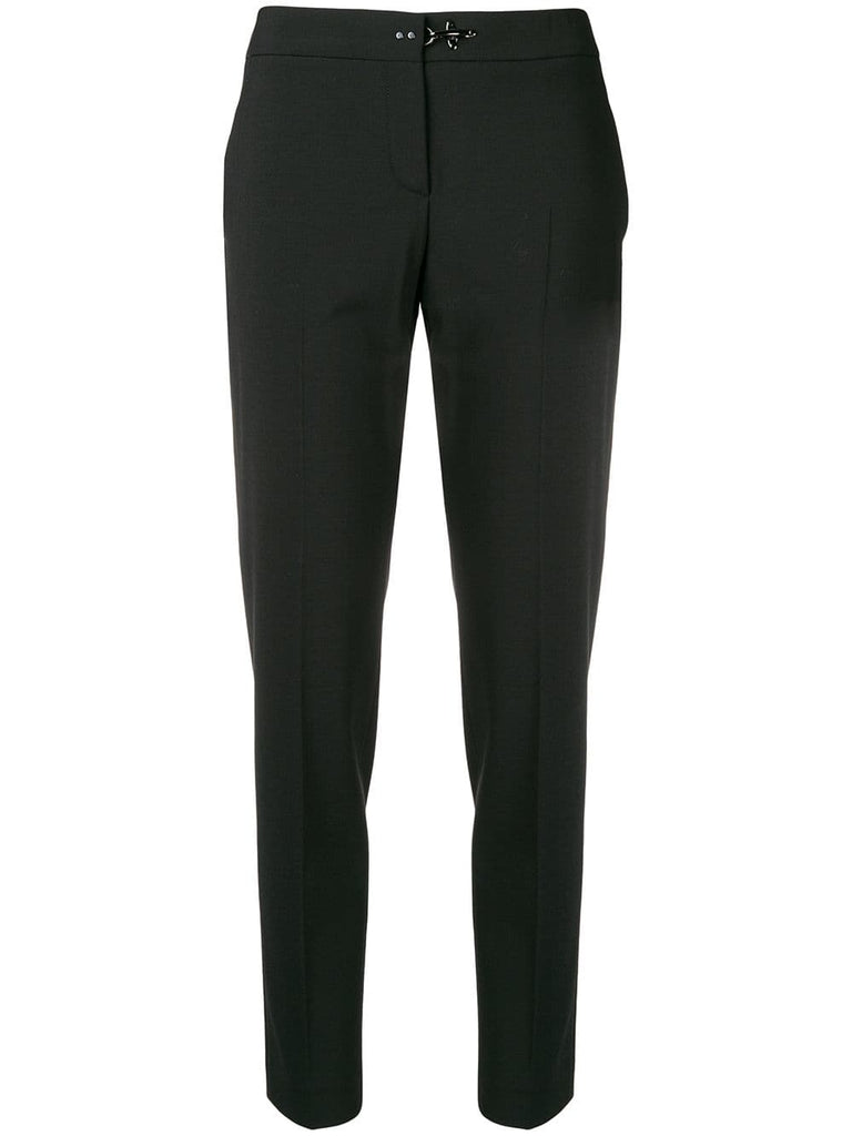 toggle fastening cigarette trousers