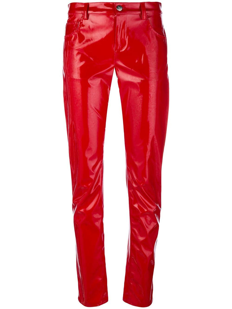 varnished slim trousers