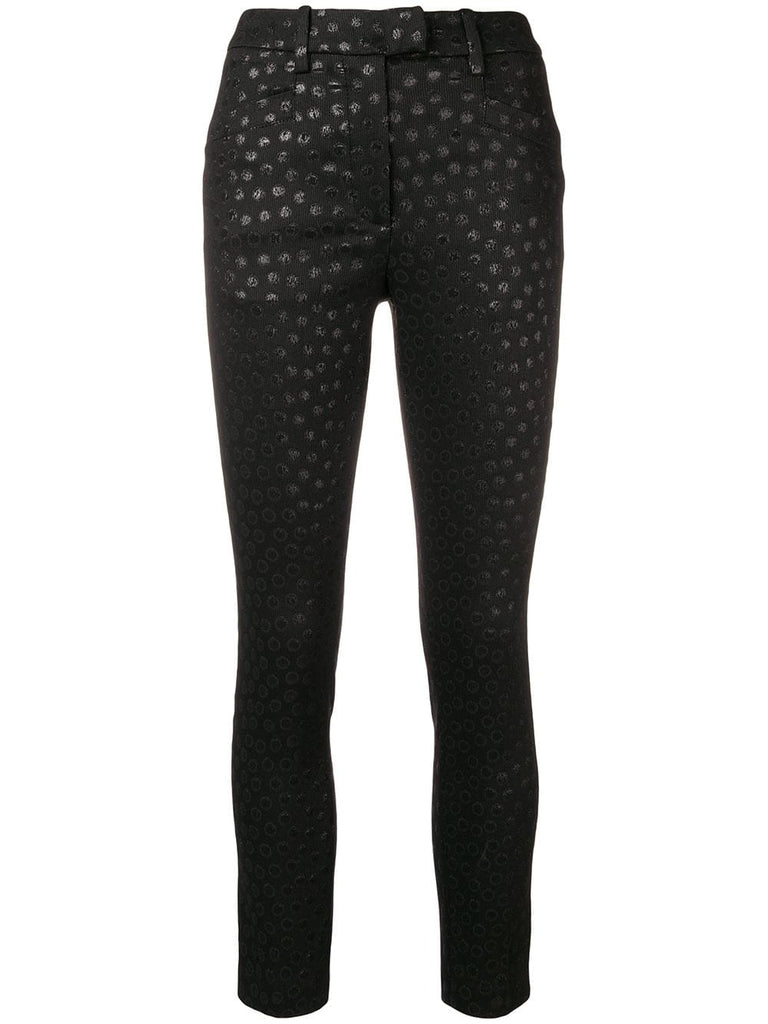 circle embroidered skinny trousers