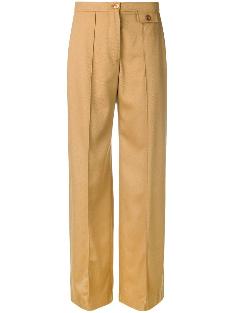 flared front crease trousers