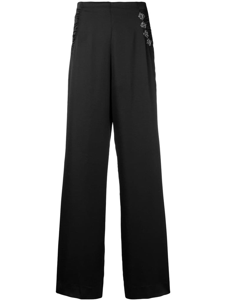 flared high-waist trousers