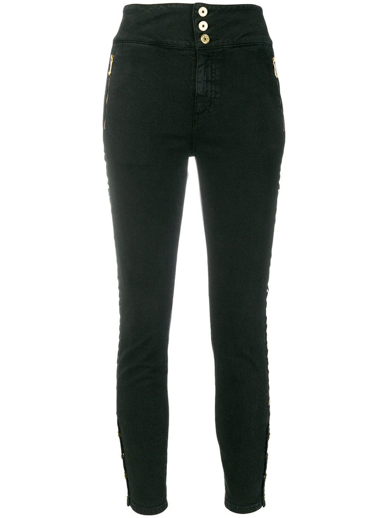 eyelet detail skinny trousers